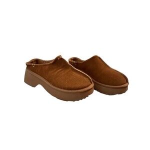 Project Cloud Johnna Chestnut Brown Genuine Suede Platform Clogs Mules Size 7.5